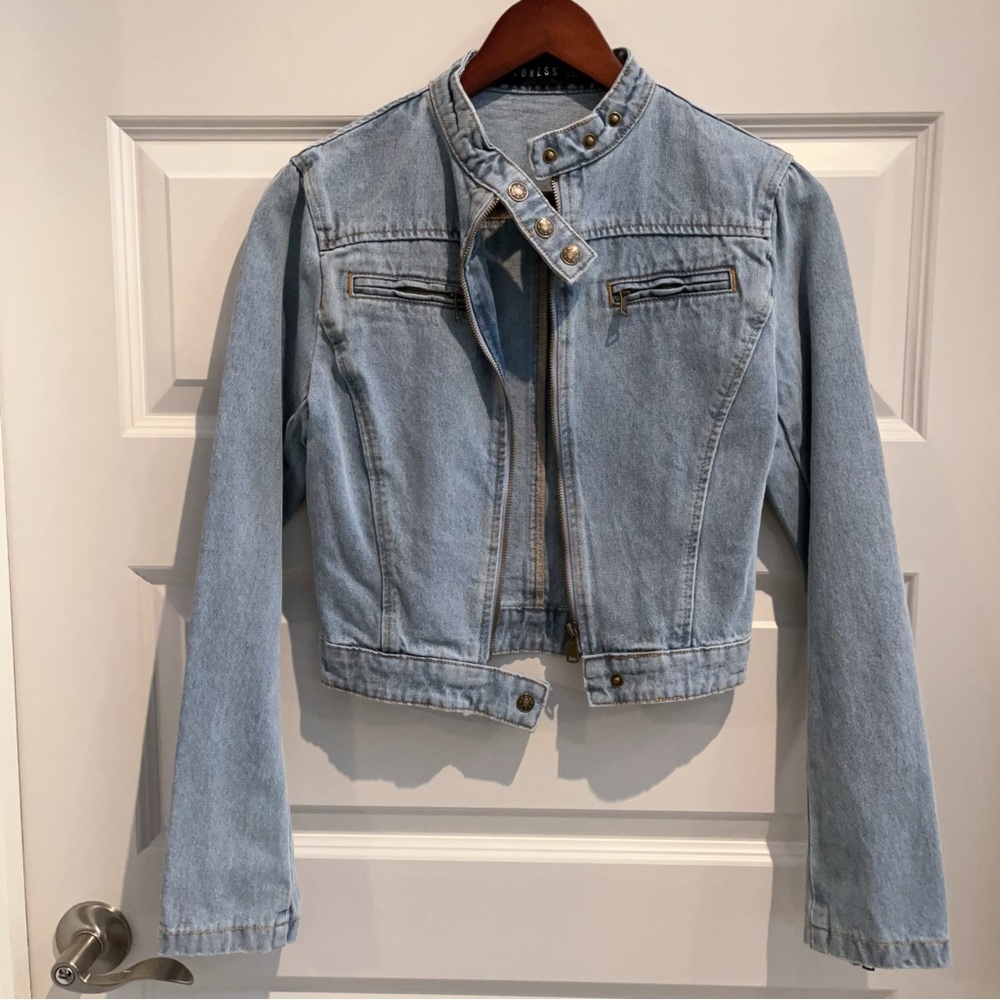 Lioness Light Blue Denim Moto Racing Jacket